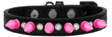 Load image into Gallery viewer, CRYSTAL &amp; BRIGHT PINK SPIKES DOG COLLARS
