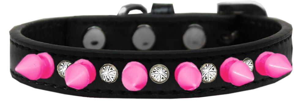 CRYSTAL & BRIGHT PINK SPIKES DOG COLLARS